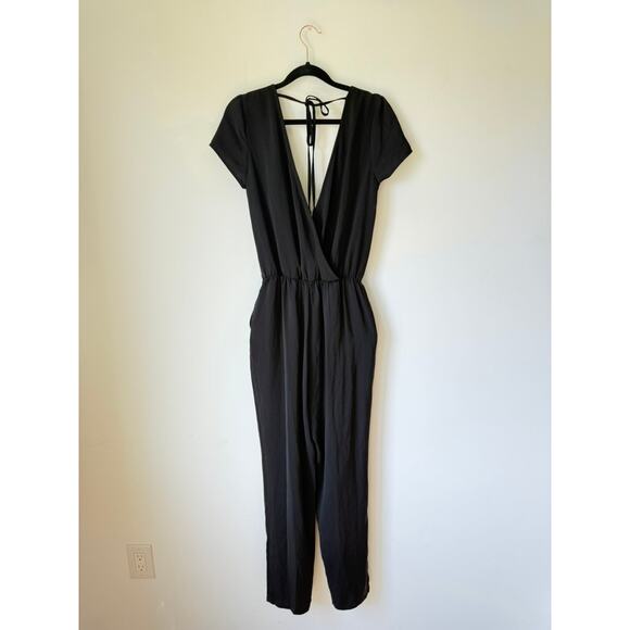 ANTHROPOLOGIE DANIEL RAINN BLACK V NECK JUMPSUIT SHORT SLEEVE XS - Picture 1 of 7
